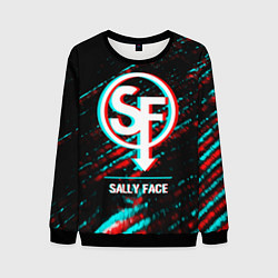 Свитшот мужской Sally Face в стиле glitch и баги графики на темном, цвет: 3D-черный