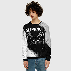 Свитшот мужской Группа Slipknot и рок кот, цвет: 3D-черный — фото 2