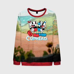 Свитшот мужской Cuphead природа, цвет: 3D-красный