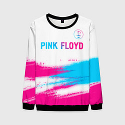 Свитшот мужской Pink Floyd neon gradient style: символ сверху, цвет: 3D-черный