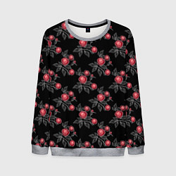Свитшот мужской Акварельные розы на черном, цвет: 3D-меланж