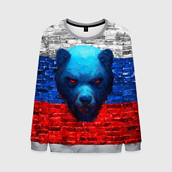 Свитшот мужской Русский медведь арт, цвет: 3D-меланж