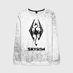 Мужской свитшот Skyrim с потертостями на светлом фоне