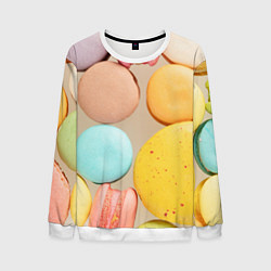 Свитшот мужской Разноцветные пирожные Макарон, цвет: 3D-белый