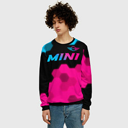 Свитшот мужской Mini - neon gradient: символ сверху, цвет: 3D-черный — фото 2