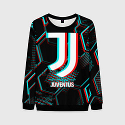 Свитшот мужской Juventus FC в стиле glitch на темном фоне, цвет: 3D-черный