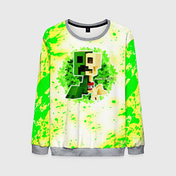 Свитшот мужской Minecraft creeper green, цвет: 3D-меланж