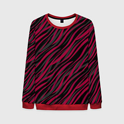 Свитшот мужской Модный полосатый красно- черный узор Зебра, цвет: 3D-красный