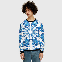 Свитшот мужской Гжель синий цветок, цвет: 3D-черный — фото 2