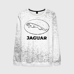 Свитшот мужской Jaguar с потертостями на светлом фоне, цвет: 3D-белый