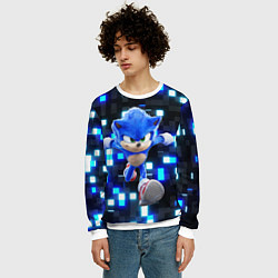 Свитшот мужской Sonic neon squares, цвет: 3D-белый — фото 2