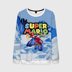 Свитшот мужской Марио и Луиджи гонщики - Super Mario, цвет: 3D-белый
