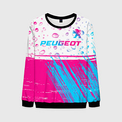 Свитшот мужской Peugeot neon gradient style: символ сверху, цвет: 3D-черный