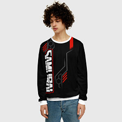 Свитшот мужской Samurai - Красный техно - Киберпанк, цвет: 3D-белый — фото 2