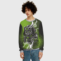 Свитшот мужской Неоновый самурай-воин, цвет: 3D-меланж — фото 2