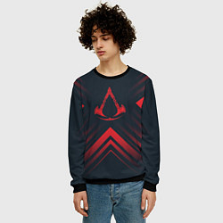 Свитшот мужской Красный символ Assassins Creed на темном фоне со с, цвет: 3D-черный — фото 2