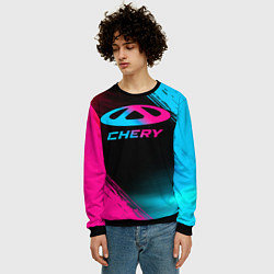 Свитшот мужской Chery - neon gradient, цвет: 3D-черный — фото 2