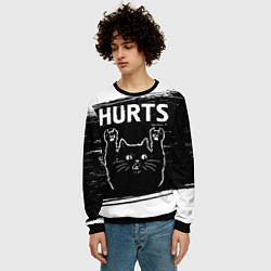 Свитшот мужской Группа Hurts и рок кот, цвет: 3D-черный — фото 2