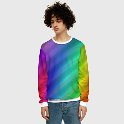 Свитшот мужской Полосы всех цветов радуги, цвет: 3D-белый — фото 2