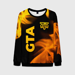 Свитшот мужской GTA - gold gradient: надпись, символ, цвет: 3D-черный