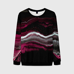 Свитшот мужской Розовые и белые волны песка в абстракции, цвет: 3D-черный