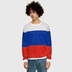 Свитшот мужской Триколор - флаг России плетёный, цвет: 3D-белый — фото 2