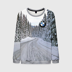 Мужской свитшот BMW - зимняя дорога через лес