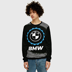 Свитшот мужской BMW в стиле Top Gear со следами шин на фоне, цвет: 3D-черный — фото 2