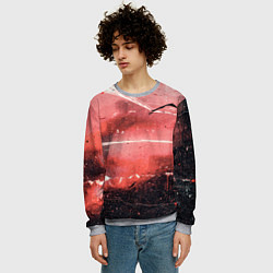 Свитшот мужской Красный туман, царапины и краски, цвет: 3D-меланж — фото 2