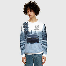 Свитшот мужской Dodge in winter forest, цвет: 3D-белый — фото 2