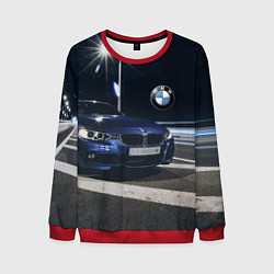 Свитшот мужской BMW на ночной трассе, цвет: 3D-красный