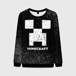 Свитшот мужской Minecraft с потертостями на темном фоне, цвет: 3D-черный