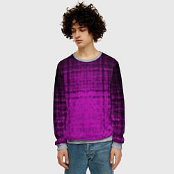 Свитшот мужской Абстрактный мозаичный черно - пурпурный узор, цвет: 3D-меланж — фото 2