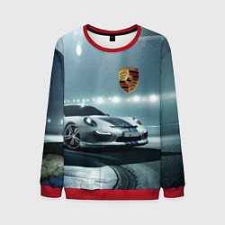 Свитшот мужской Porsche - racing route - motorsport, цвет: 3D-красный