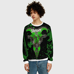 Свитшот мужской Slipknot зеленый козел, цвет: 3D-белый — фото 2