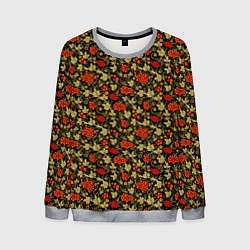 Свитшот мужской Хохлома - красные ягоды, цвет: 3D-меланж
