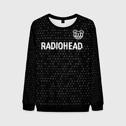 Свитшот мужской Radiohead glitch на темном фоне: символ сверху, цвет: 3D-черный