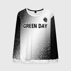 Свитшот мужской Green Day glitch на светлом фоне: символ сверху, цвет: 3D-белый