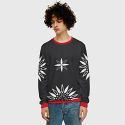 Свитшот мужской Черно-белый узор звезда, цвет: 3D-красный — фото 2