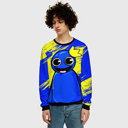 Свитшот мужской Радужные друзья радостный Синий, цвет: 3D-черный — фото 2