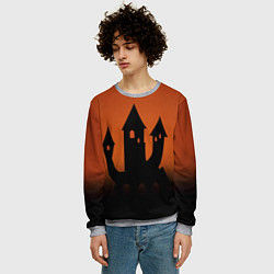 Свитшот мужской Halloween - замок ведьм, цвет: 3D-меланж — фото 2