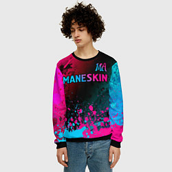 Свитшот мужской Maneskin - neon gradient: символ сверху, цвет: 3D-черный — фото 2