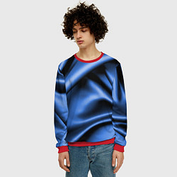 Свитшот мужской Складки гладкой синей ткани, цвет: 3D-красный — фото 2
