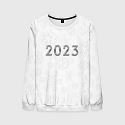 Свитшот мужской Новогодние снежинки 2023, цвет: 3D-белый