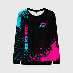 Свитшот мужской Need for Speed - neon gradient: надпись, символ, цвет: 3D-черный
