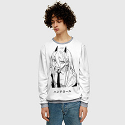 Свитшот мужской Пауэр с язычком - Человек бензопила, цвет: 3D-меланж — фото 2