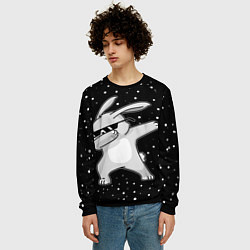 Свитшот мужской Кролик ДЭБ и снегопад, цвет: 3D-черный — фото 2