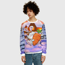 Свитшот мужской Зайчик с большой морковью, цвет: 3D-белый — фото 2