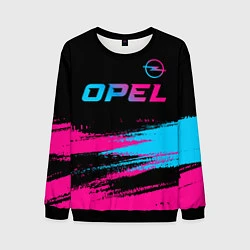 Свитшот мужской Opel - neon gradient: символ сверху, цвет: 3D-черный