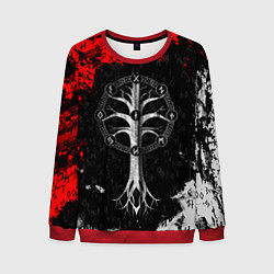 Свитшот мужской Руны девяти миров мирового древа, цвет: 3D-красный